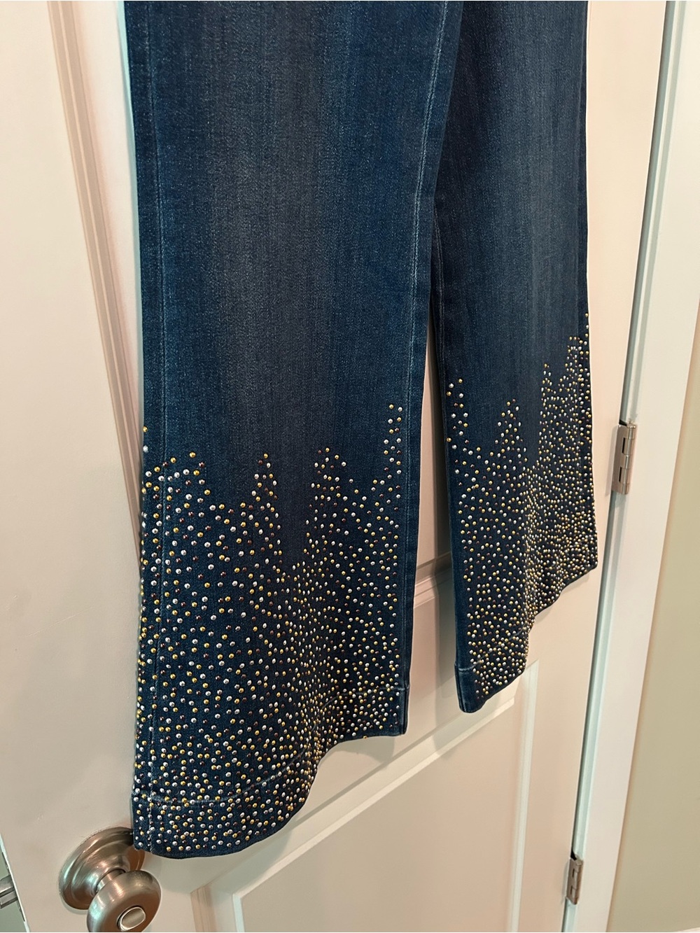 Pilcro Embellished Flare Leg Jeans - Dark Blue - Picture 3 of 8